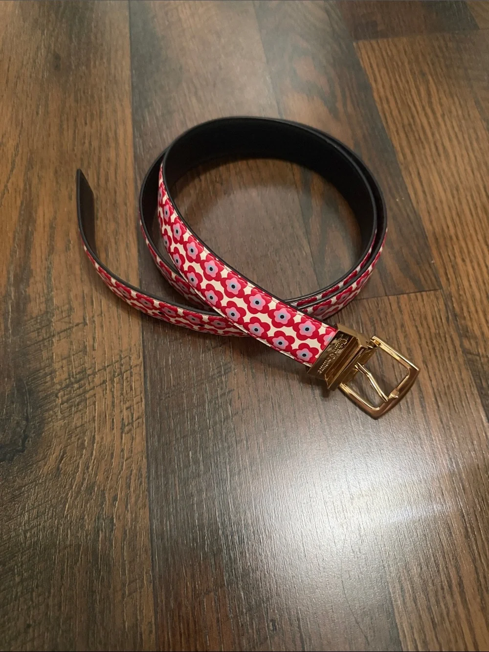 Juicy Couture Floral Red Women's Belt with Gold Buckle Large